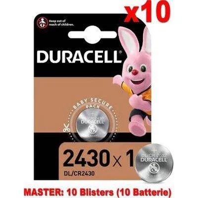 (10 Confezioni) Duracell Lithium Batterie 1pz Bottone DL/CR2430