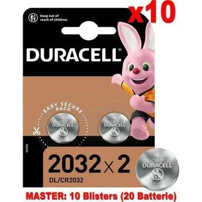 (10 Confezioni) Duracell Lithium Batterie 2pz Bottone DL/CR2032