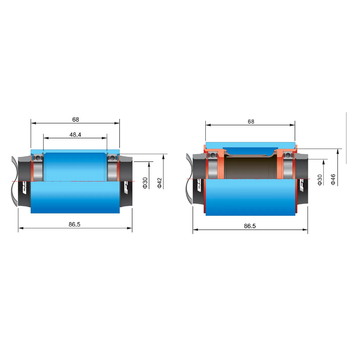 Adattatore pedivelle BB386 per telai con scatola PF30/BB30