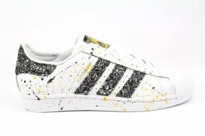 Adidas Superstar Black Silver Glitter & Vernice