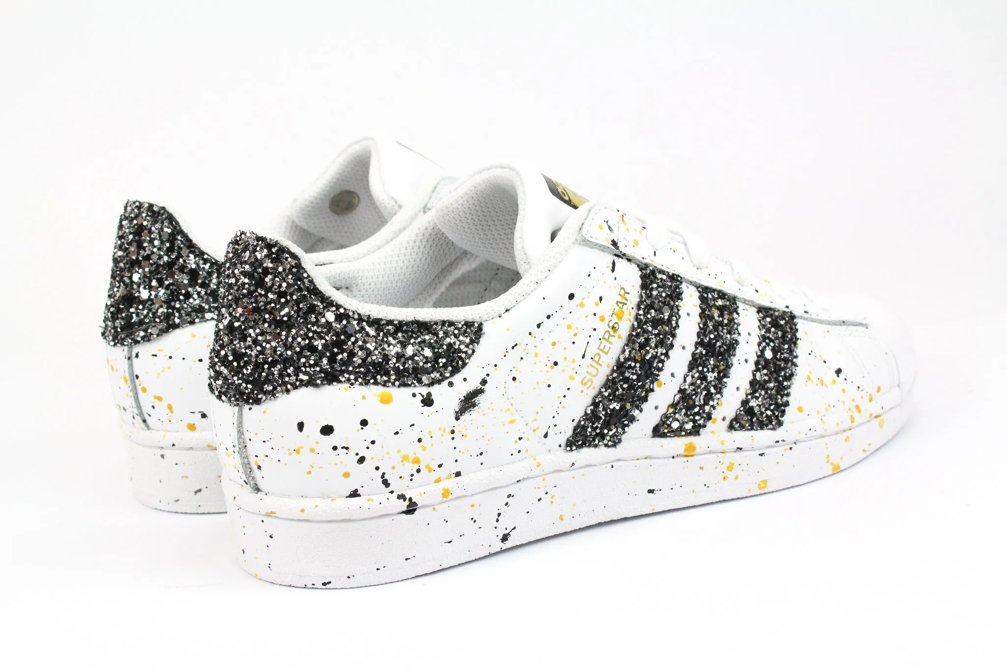 Adidas Superstar Black Silver Glitter & Vernice