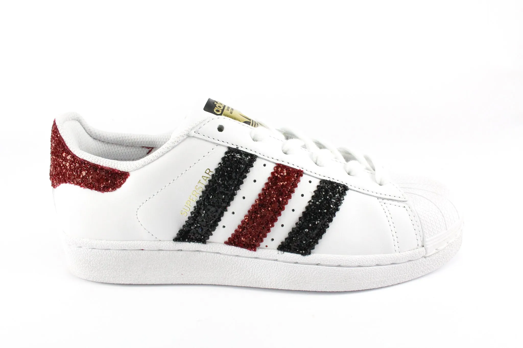 Adidas Superstar Burgundi & Black Glitter