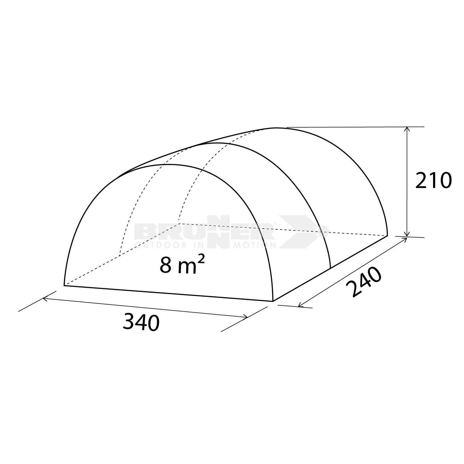 BRUNNER BEYOND Veranda indipendente per veicoli resistente e impermeabile - 240 x 340 x H210 cm