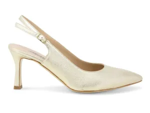 Melluso décolleté slingback in pelle metallizzata