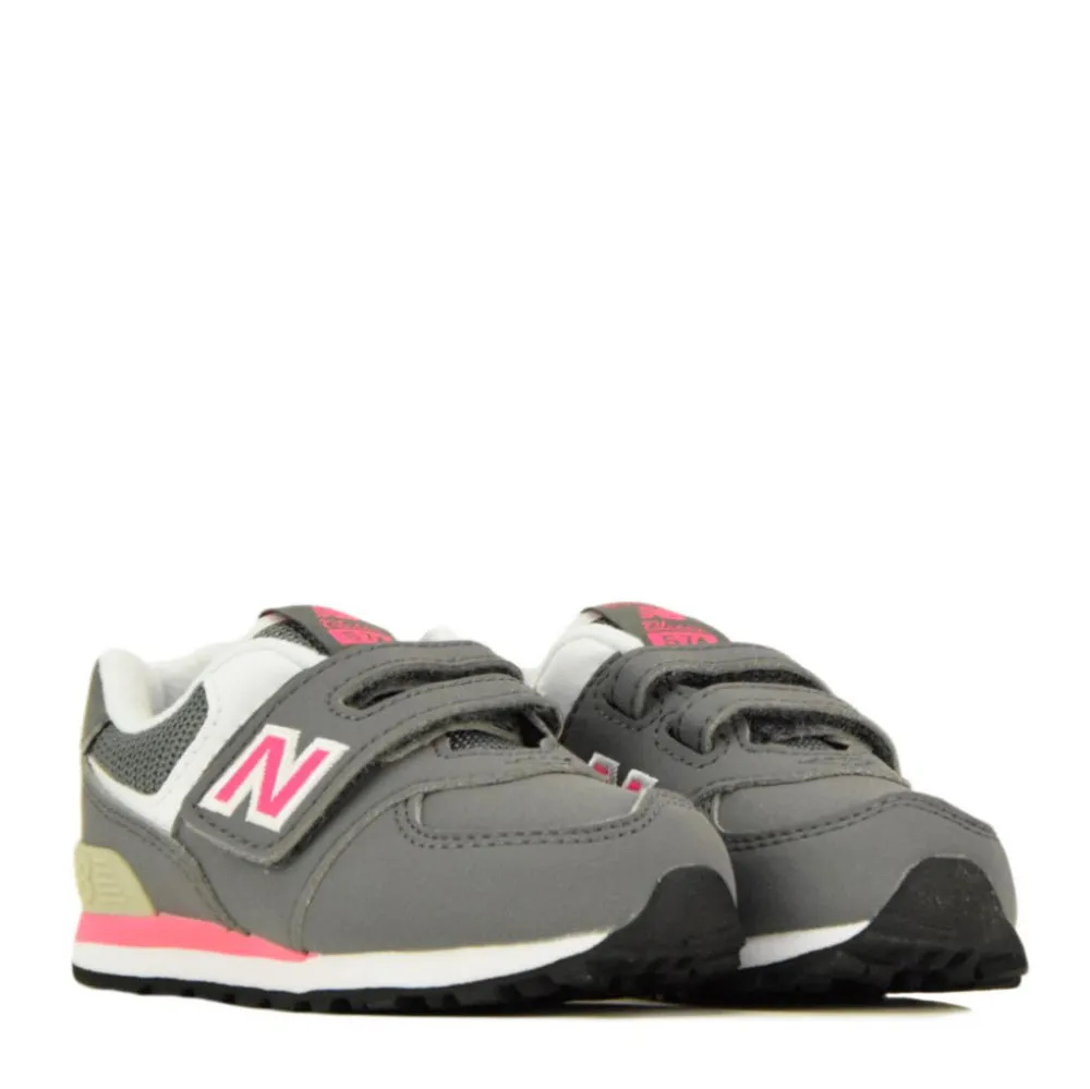 Scarpe Bambina NEW BALANCE Sneakers 574 in Tessuto Sintetico e Mesh colore Grey e Pink