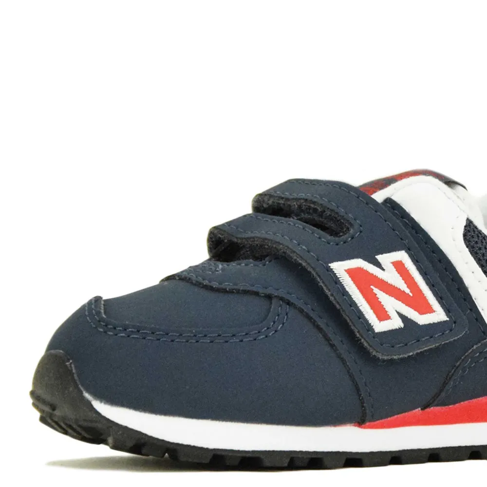 Scarpe Bambina NEW BALANCE Sneakers 574 in Tessuto Sintetico e Mesh colore Navy e Red